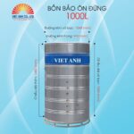 Bồn bảo ôn inox Việt Anh 1000L đứng (Φ940)