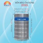 Bồn bảo ôn inox Việt Anh 2000L đứng (Φ1200)