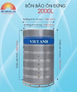Bồn bảo ôn inox Việt Anh 2000L đứng (Φ1200)