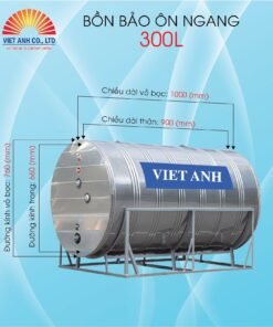 Bồn bảo ôn inox Việt Anh 300L ngang (Φ660)