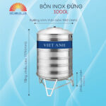 Bồn nước Inox Việt Anh 1000l đứng Φ960
