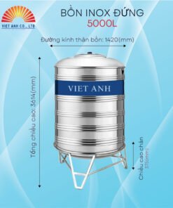Bồn nước Inox Việt Anh 5000l đứng Φ1420
