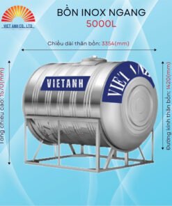 Bồn nước Inox Việt Anh 5000l ngang Φ1420