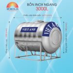 Bồn nước Inox Việt Anh ngang 3000l (Φ1140)