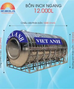 Bồn nước Inox ngang dung tích 12000l-Φ1700mm- Việt Anh