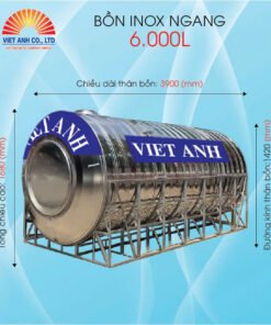 Bồn nước Inox ngang dung tích 6000l-Φ1420mm- Việt Anh