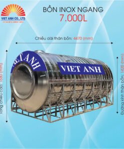 Bồn nước Inox ngang dung tích 7000l-Φ1420mm- Việt Anh