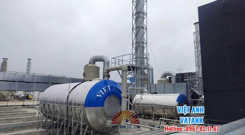 Bồn tank inox công nghiệp do VATANK lắp đặt tại nhà máy Cooler Master Bắc Ninh
