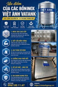 Bồn inox Việt Anh VATANK sử dụng inox 304 cao cấp chống gỉ sét