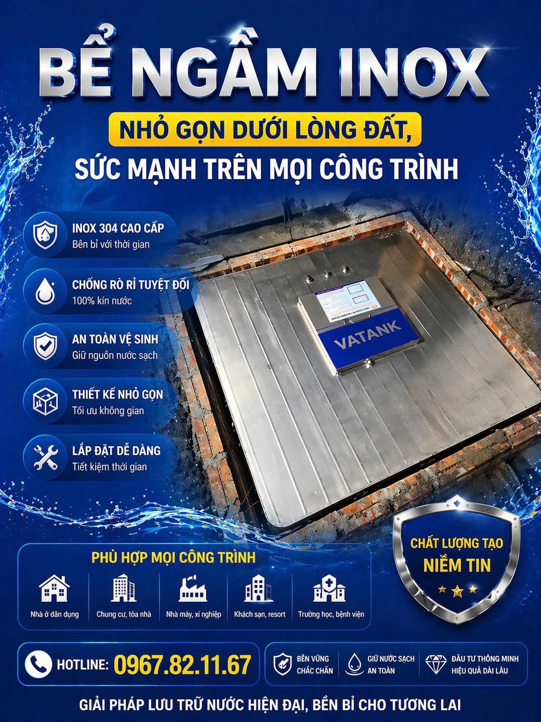 Bồn bể inox ngầm có khả năng chống gỉ sét và chống ăn mòn hiệu quả